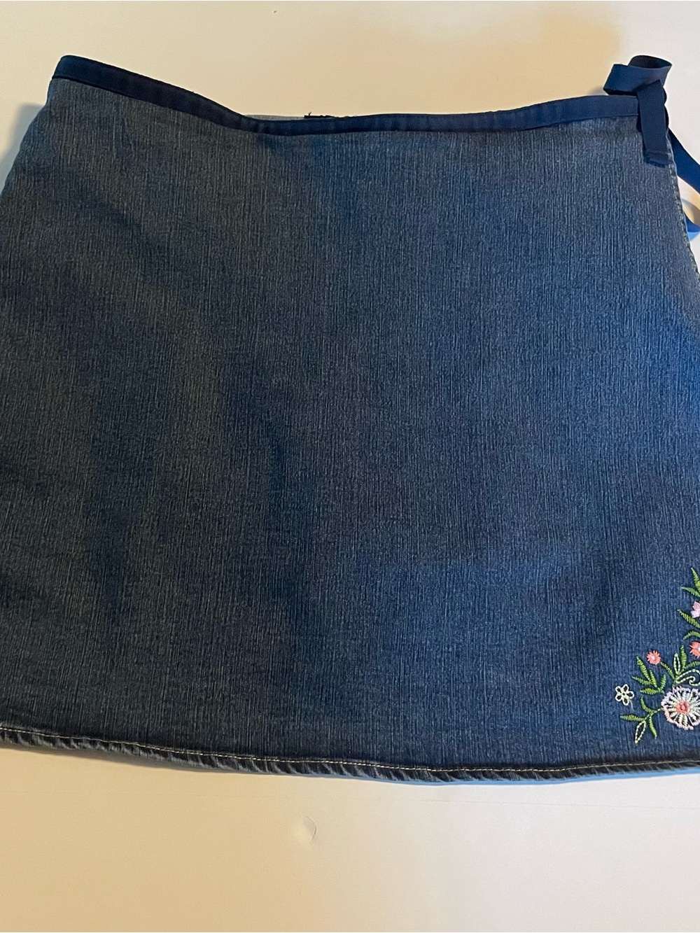 Embroidered Navy Denim-Style Women’s Skort